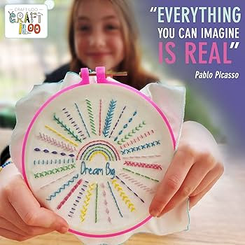 CRAFTILOO 10 Pre-Stamped Embroidery Patterns for Beginners Embroidery Kit for Kids Girls Needlepo... | Amazon (US)