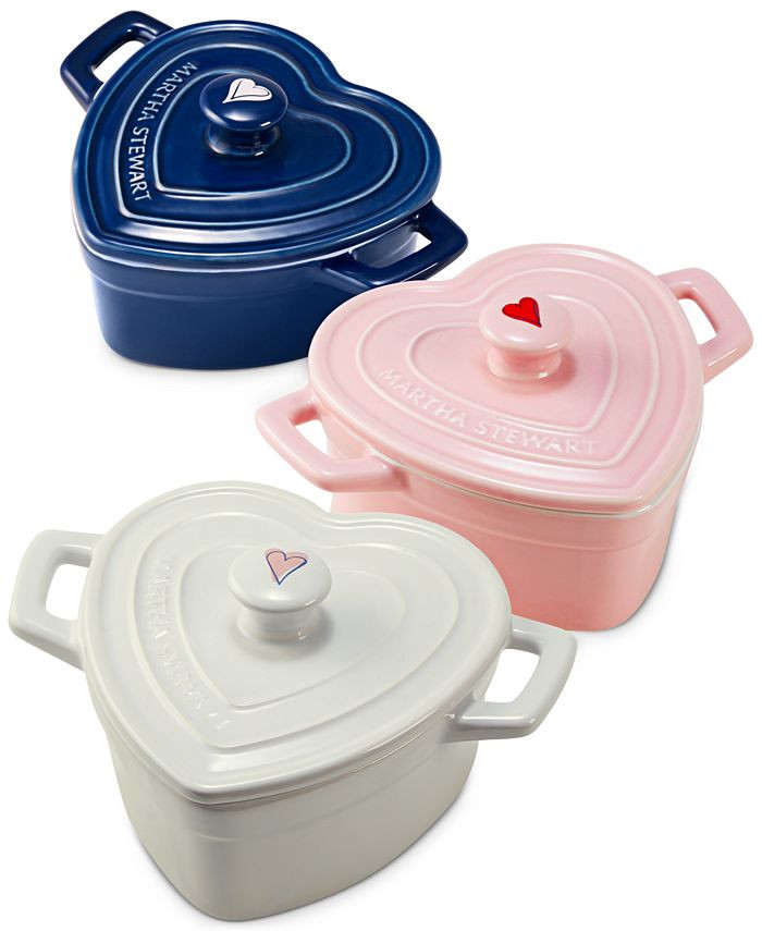 Martha Stewart Collection Martha Stewart Stoneware Heart Cocottes, Set of 3 & Reviews - Cookware ... | Macys (US)