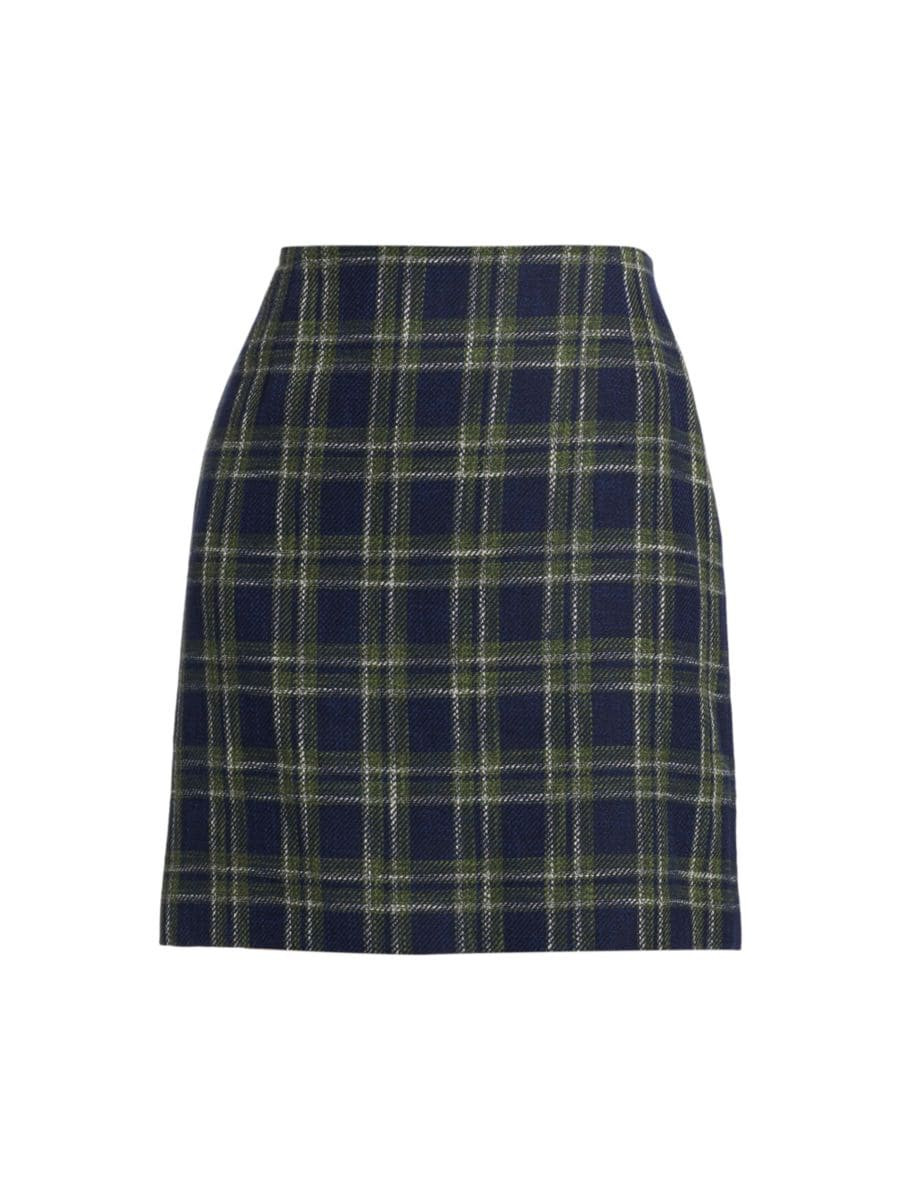 Lafayette 148 New York Delft Plaid Miniskirt | Saks Fifth Avenue