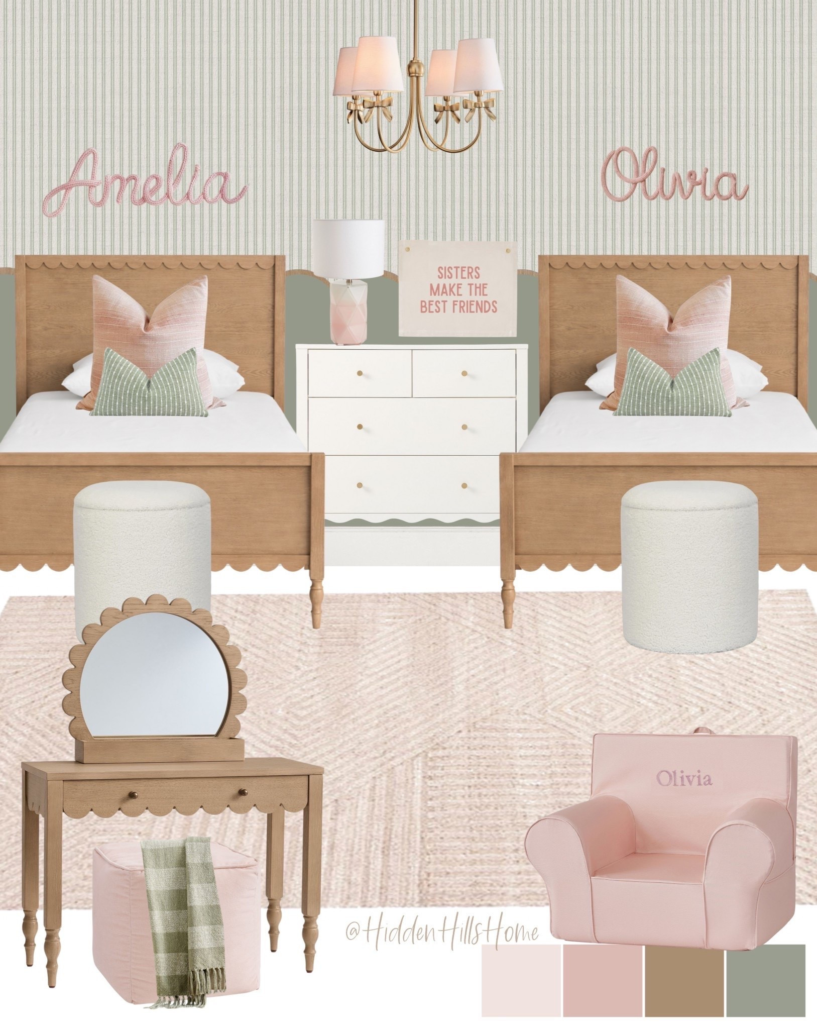Girls shared bedroom decor ideas, cute girls bedroom mood board, bedroom ideas for sisters, twin bed, shared kids bedroom inspiration, sibling bedroom #kidsroom

#LTKHome #LTKSaleAlert #LTKKids