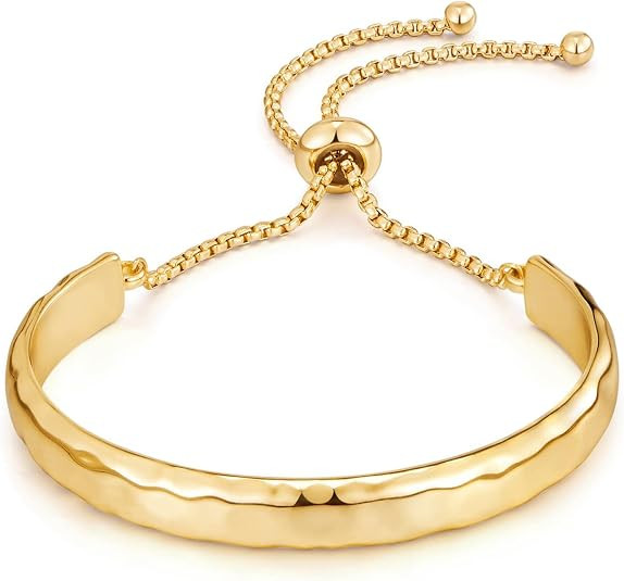 14K Gold Bracelets for Women Adjustable Slider Bracelet Bangle Bracelets for Women Trendy Chain B... | Amazon (US)