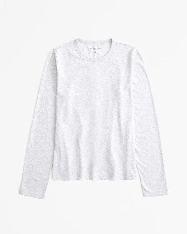 Essential Long-Sleeve Polished Body-Skimming Tee | Abercrombie & Fitch (US)