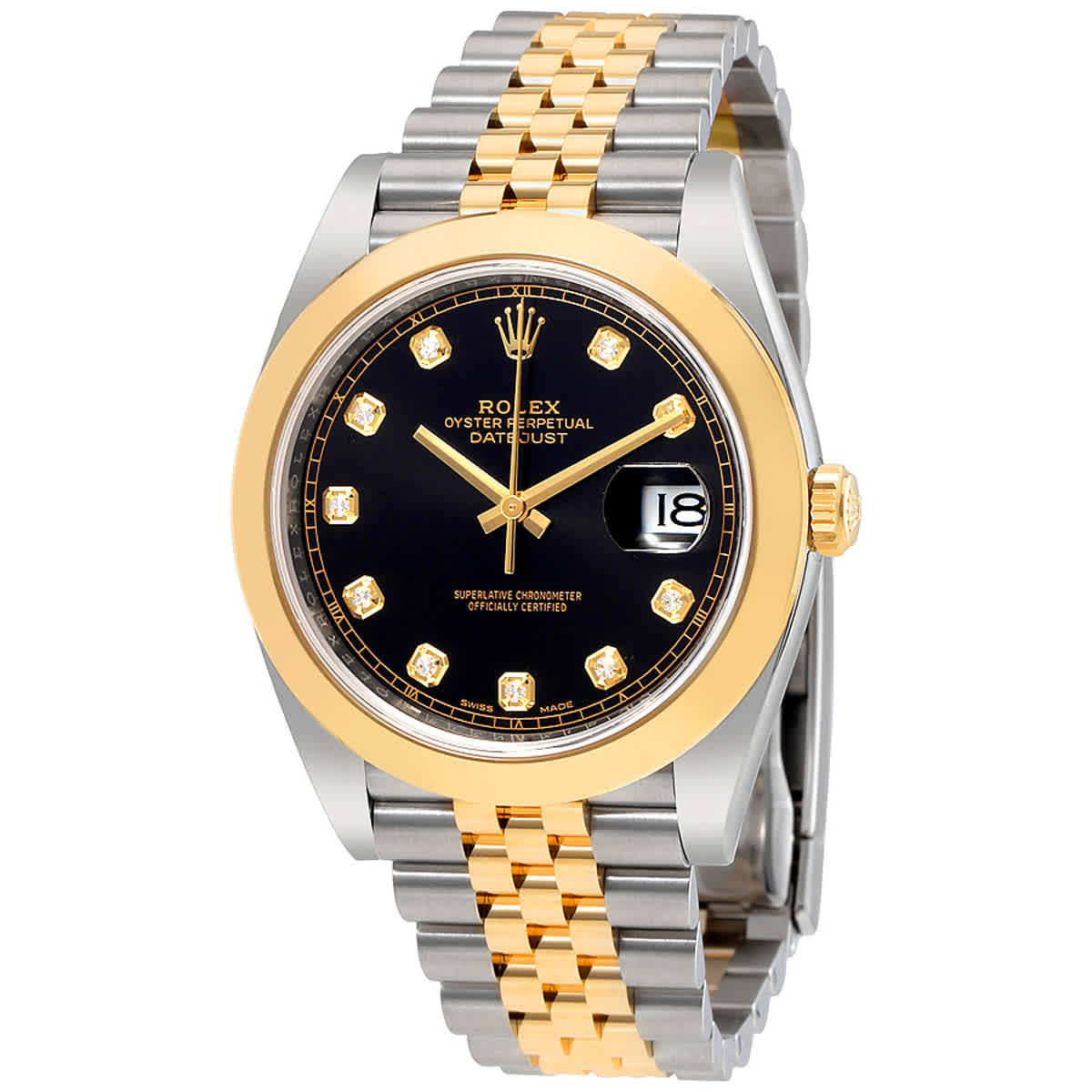 Rolex Datejust 41 Black Diamond Dial Steel and 18K Yellow Gold Jubilee Mens Watch 126303BKDJ | Jomashop.com & JomaDeals.com