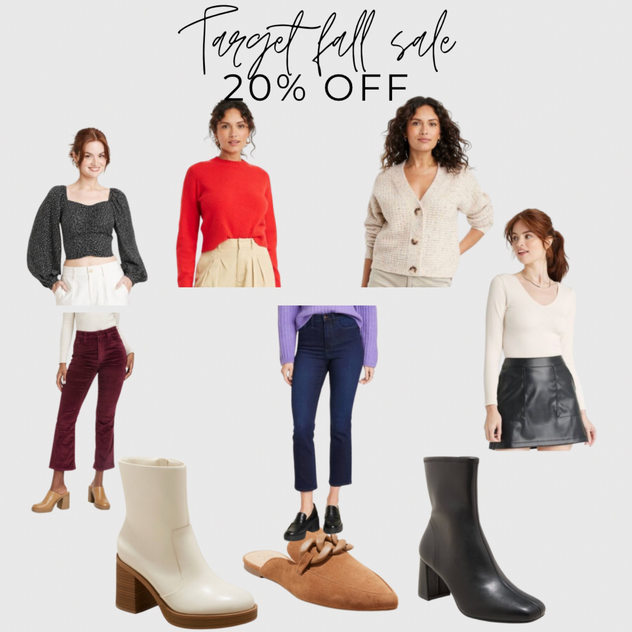 Target fall sale, fall haul, target style, fall finds, mom outfits, everyday wear, sweaters, cropped jeans, corduroy pants, boots, leather skirt, vegan leather skirt, mule, fall shoes

#LTKsalealert #LTKfindsunder50 #LTKstyletip