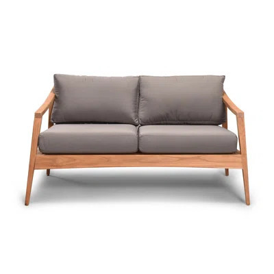 Elswick 59" Wide Outdoor Teak Loveseat with Sunbrella Cushions | Wayfair North America
