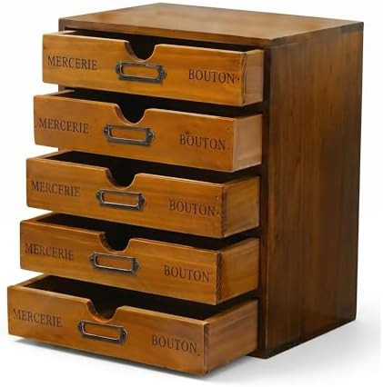 Vintage 5-Drawer Wooden Desk Organizer - Craft Storage - Rustic Shelf Drawer - Home Bedazzling, R... | Amazon (US)