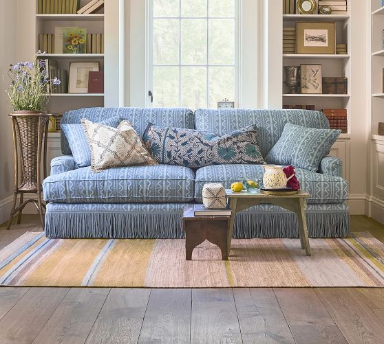 Winnie English Arm Upholstered Fringe Trimmed Sofa | GreenRow