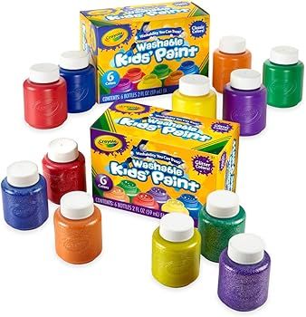 Crayola Washable Kids Paint Set (12ct), Classic and Glitter Paint for Kids, Toddler Paint & Craft... | Amazon (US)