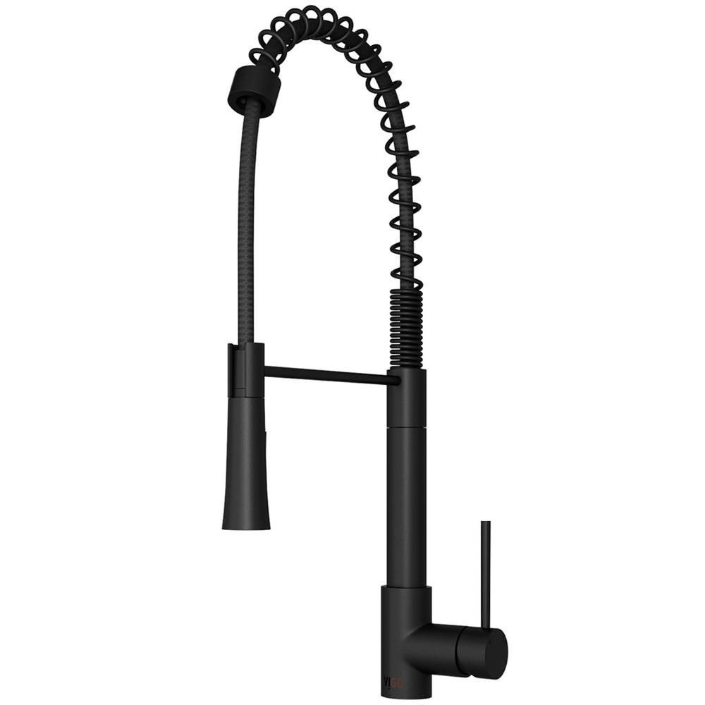 VIGO Laurelton Single-Handle Pull-Down Sprayer Kitchen Faucet in Matte Black-VG02032MB - The Home... | The Home Depot