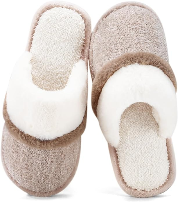 Cozy Slippers for Women Indoor and Outdoor Fuzzy House Shoes with Memory Foam Anti-Skid Sole Gift... | Amazon (US)