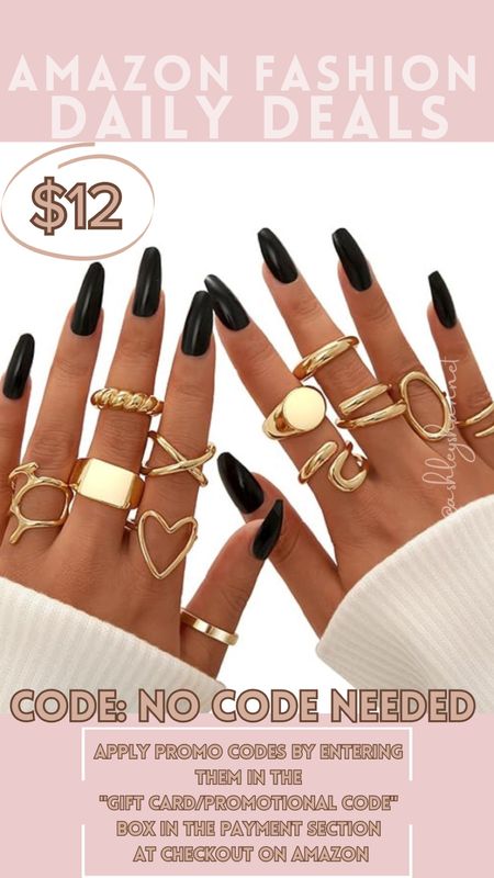 My Daily Fashion Amazon Deals ! 
Day: Wednesday March 20, 2024

Stylish Gold 12 Piece Ring Set! 

🏃🏾‍♀️💨 These sell out pretty quickly!
 Just enter the code in Amazon checkout for the sale price.

☑️ Follow For Deals Weekly!
Also Follow on Instagram For Even More Daily Deals On Stories!l

#LTKfindsunder50 #LTKstyletip #LTKsalealert
