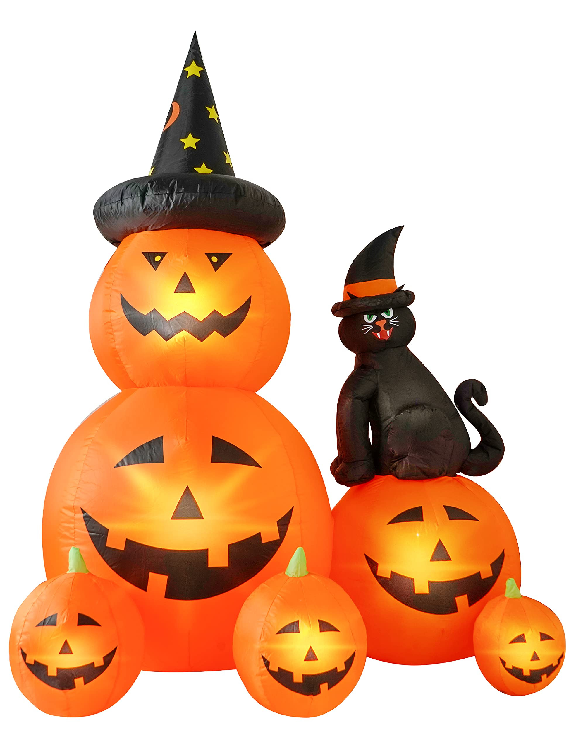 6 FT Halloween Inflatable Decorations Spooky Ghost Pumpkin Lighted and Witch's Cat, Halloween Dec... | Amazon (US)
