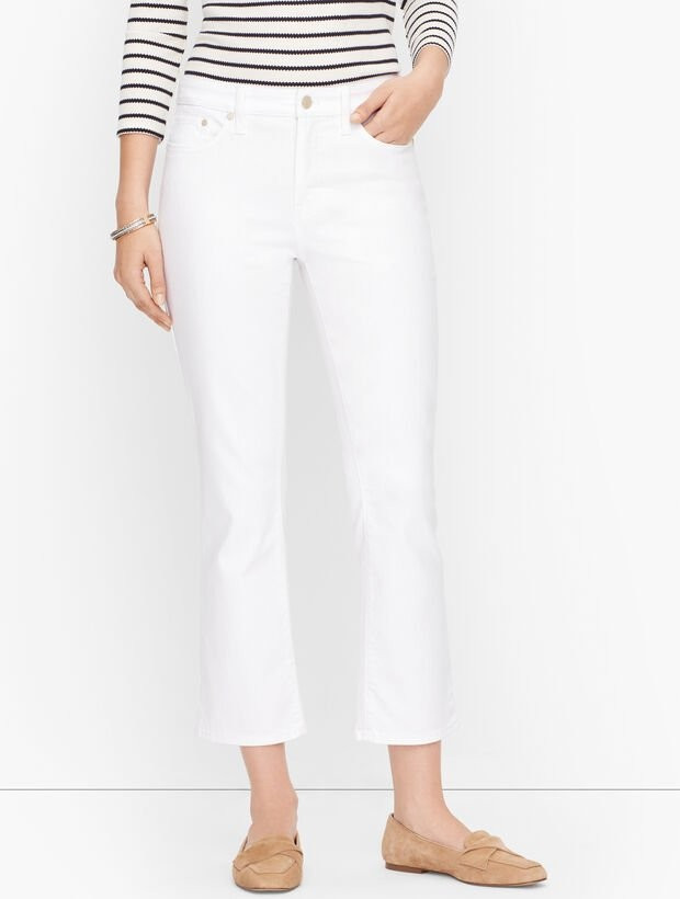 Crop Flare Jeans - White | Talbots