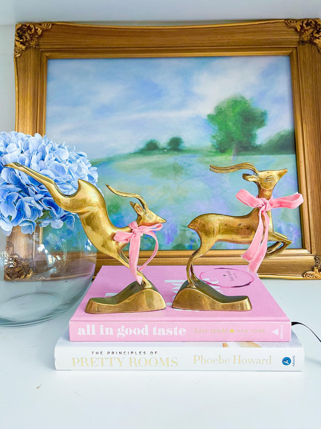 Set of 2 Vintage Gold Brass Mid Century Leaping Gazelle, Deer Chinoiserie Chic Home Decor Grandmi... | Etsy (US)