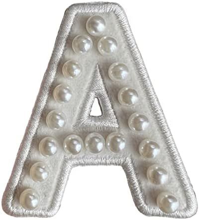 ZOOX Ivory Pearl & White Letter Varsity Initial Patches, 3M Adhesive Sticker Iron On, 2.25inch He... | Amazon (US)
