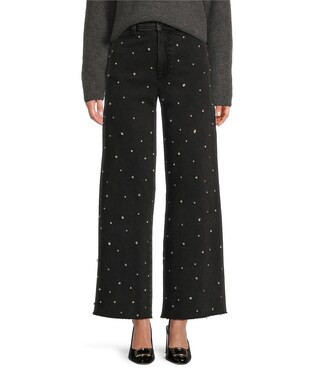 Alexandra Stretch Denim Rhinestone High Rise Wide-Leg Jeans | Dillard's