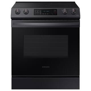 Samsung 30 in. 6.3 cu. ft. Slide-In Electric Convection Range Oven in Fingerprint Resistant Black... | The Home Depot