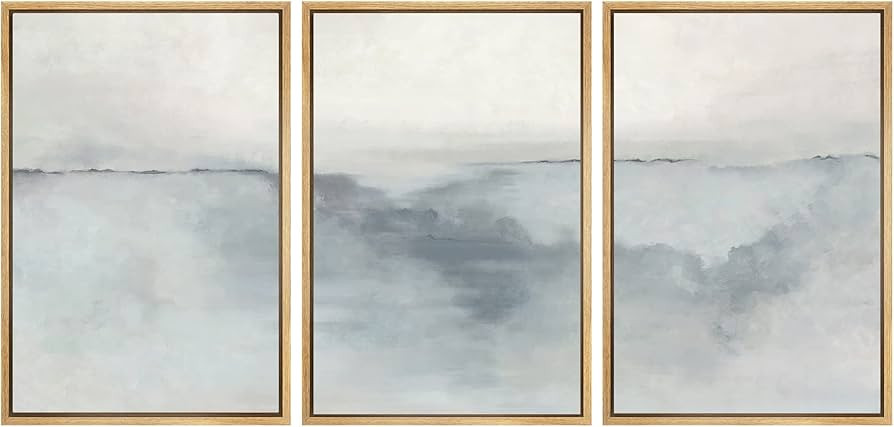 SIGNWIN Framed Canvas Print Wall Art Set Pastel Watercolor Gray Paint Stroke Landscape Abstract S... | Amazon (US)