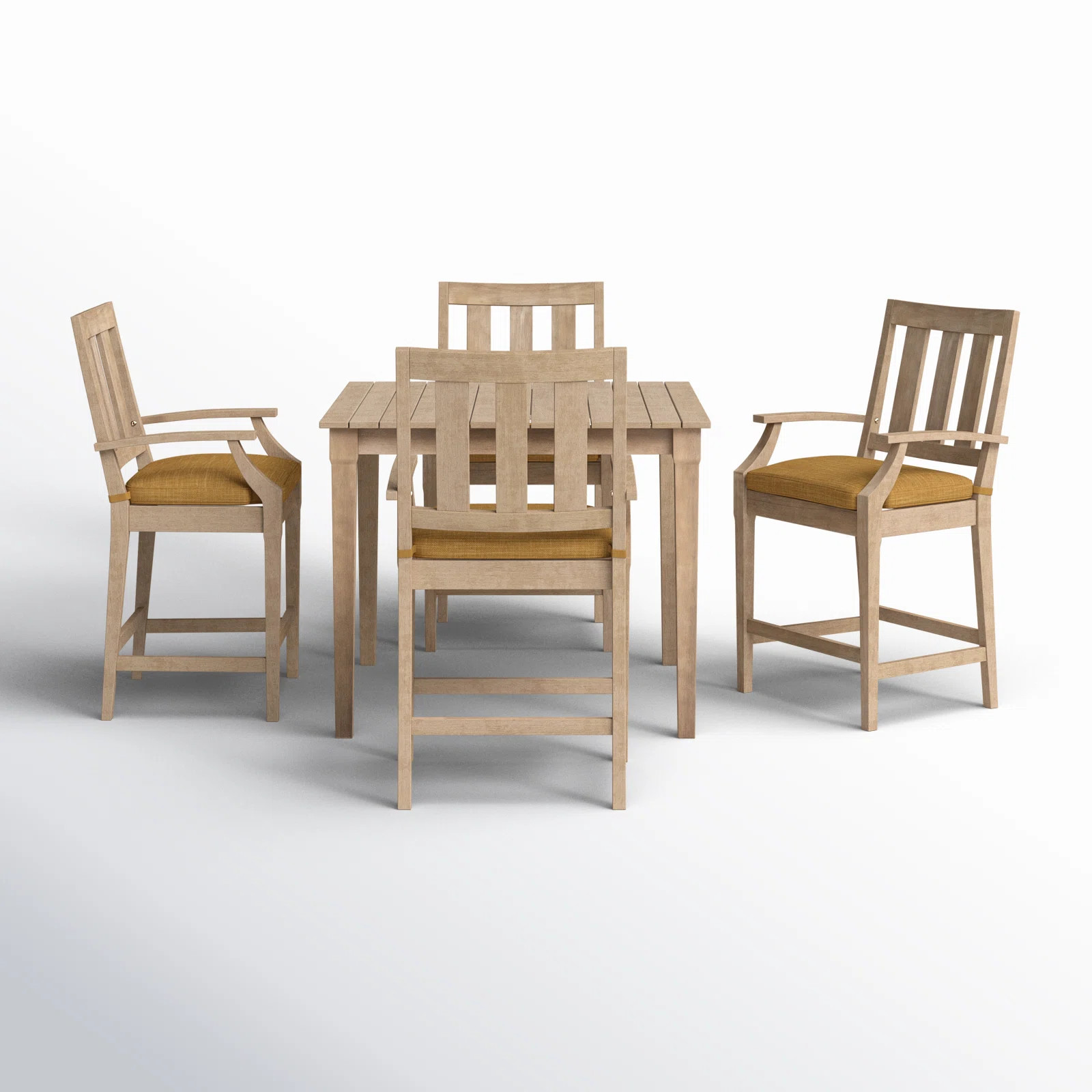 Samya 4 - Person Wood Patio Dining Set with Square Table , Cushions Included | Wayfair North America