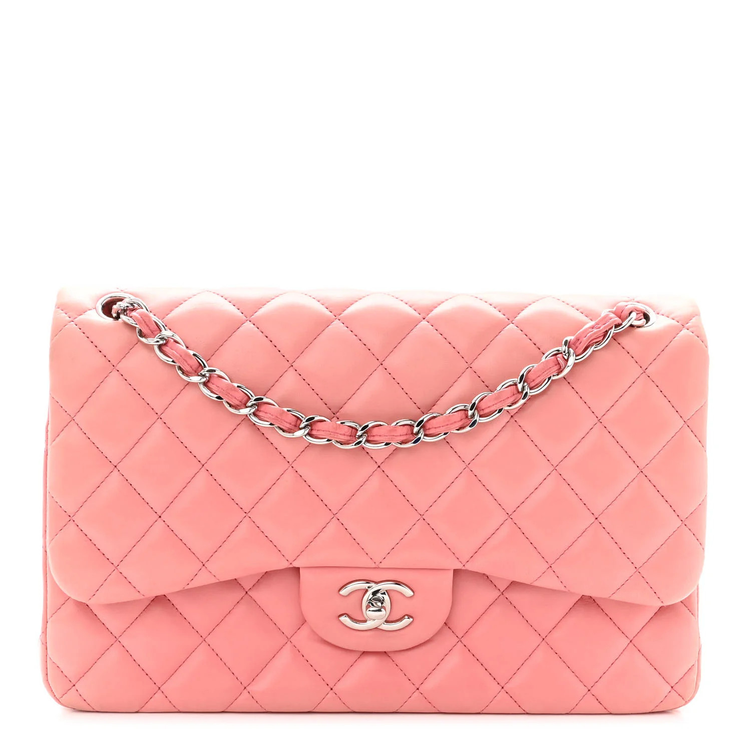 Lambskin Quilted Jumbo Double Flap Pink | FASHIONPHILE (US)