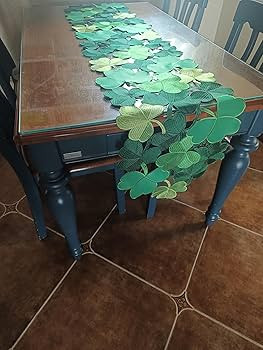 St. Patrick's Day Irish Shamrock Table Runner, Embroidered Cutouts for Family Dining Spring Party... | Amazon (US)