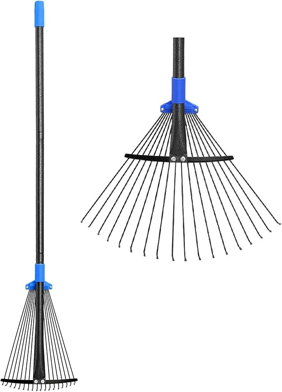 Adjustable Metal Leaf Rake Long Handle, Garden Rakes for Lawns Heavy Duty Leaves with Expandable ... | Amazon (US)