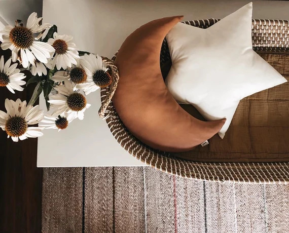 Amber Moon shaped pillow, Star decorative pillows, Star shaped pillow, Moon shaped pillow, Amber ... | Etsy (US)