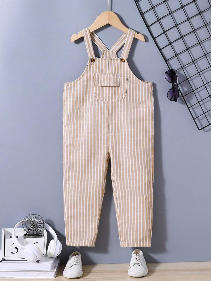 SHEIN 1pc Young Boys' Casual Striped Suspender Jumpsuit For Summer | SHEIN