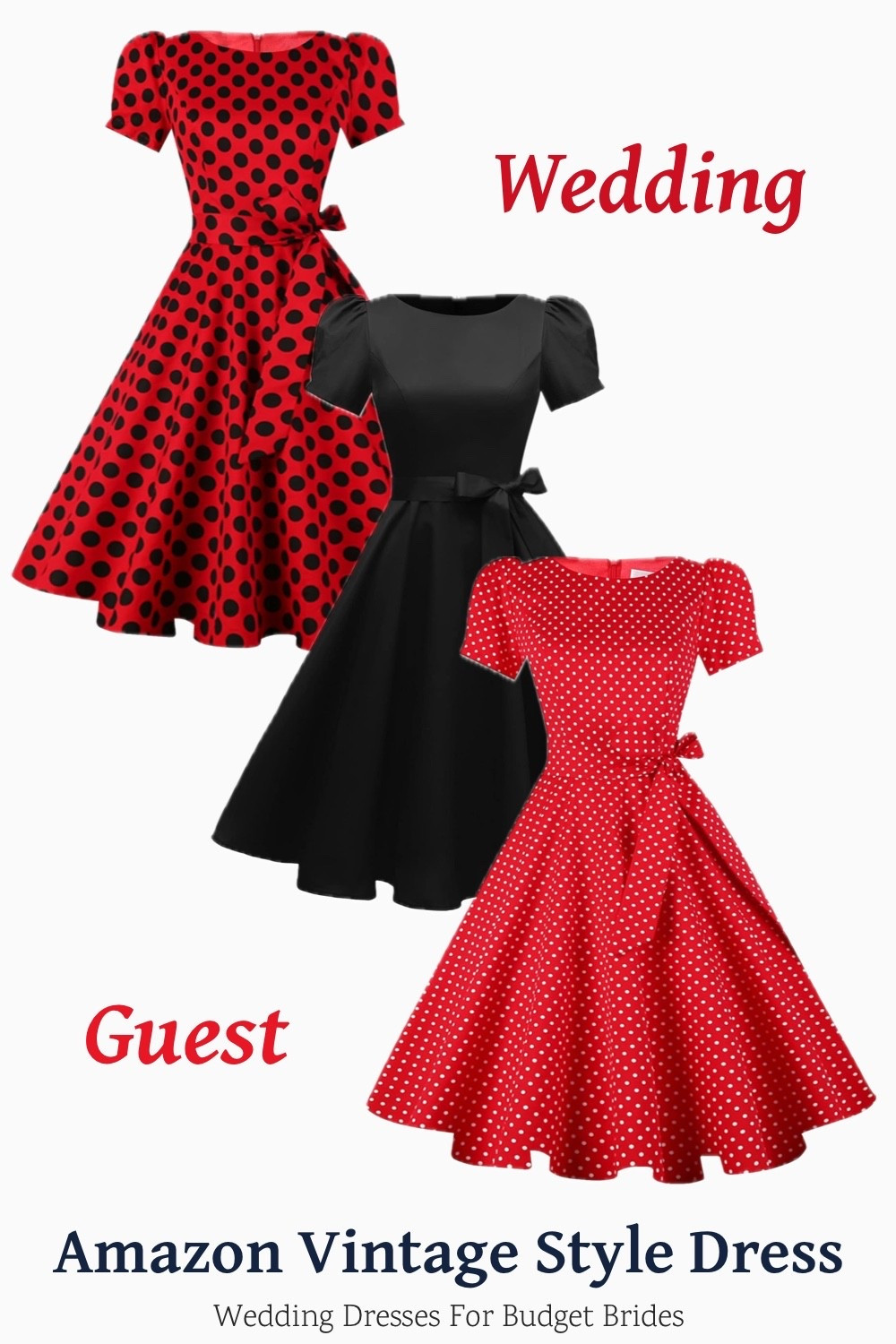 Vintage style daytime wedding guest dresses in red and black. Other colors available and under $50 on Amazon. 

#LTKWedding #LTKHoliday #LTKFindsUnder50