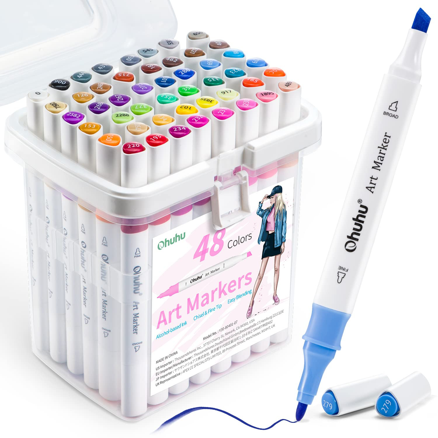 Ohuhu Markers, 48-color Double Tipped Alcohol Markers, Chisel & Fine Alcohol-based Art Marker Set... | Amazon (US)