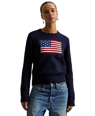 Women's Flag Cotton Crew Neck Sweater | Macy's