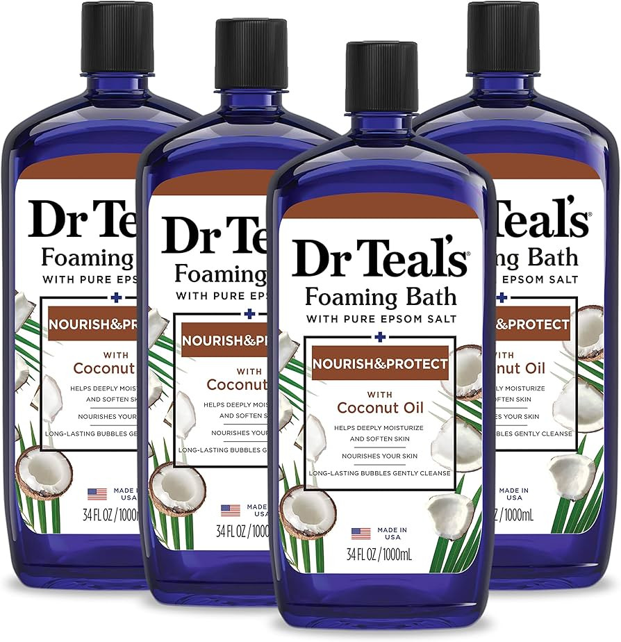 Dr Teal's Foaming Bath with Pure Epsom Salt, Nourish & Protect with Coconut Oil, 34 fl oz (Pack o... | Amazon (US)