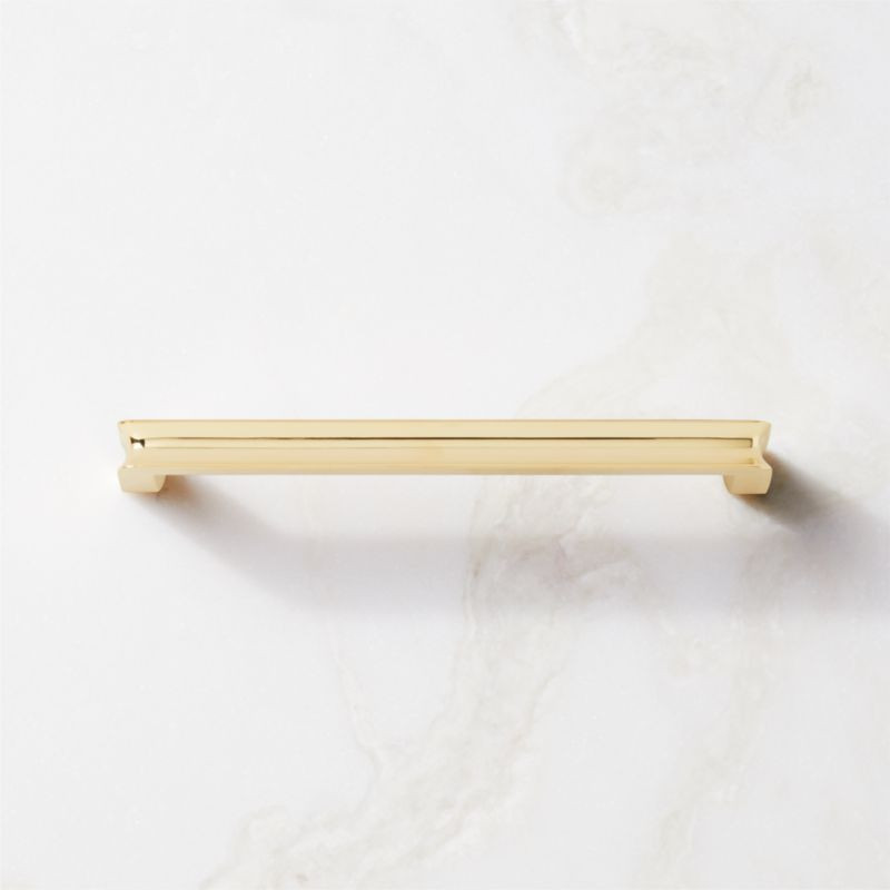 Calix Polished Unlacquered and Satin Brass Handle 6" | CB2 | CB2