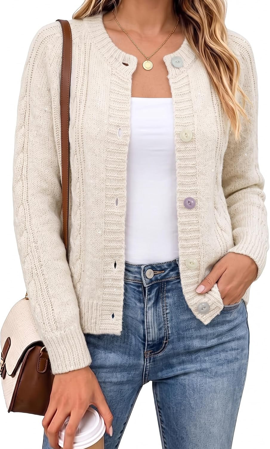 Cardigan Sweaters for Women 2026 Open Front Knit One Size Fits S M L | Amazon (US)