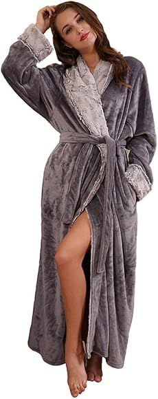 SUNBABY Thicker Long Flannel Sleepwear for Women and Man Imitation Fur Collar Bathrobes Warm Coup... | Amazon (US)