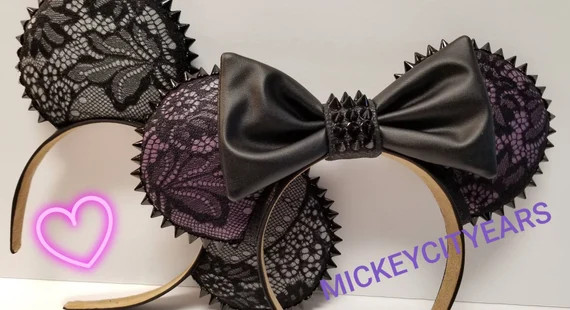 Leather and Lace Punk Mickey Ears. Studded Mickey Ears. MANY | Etsy | Etsy (US)