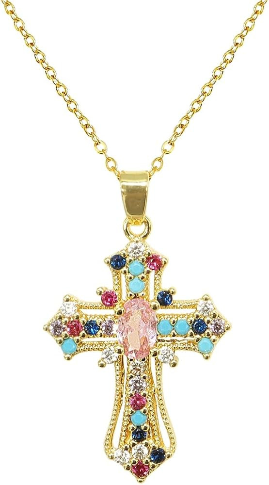 Cross Necklace for Women, Gothic Catholic Christian Costume Accessories Jewelry | Amazon (US)
