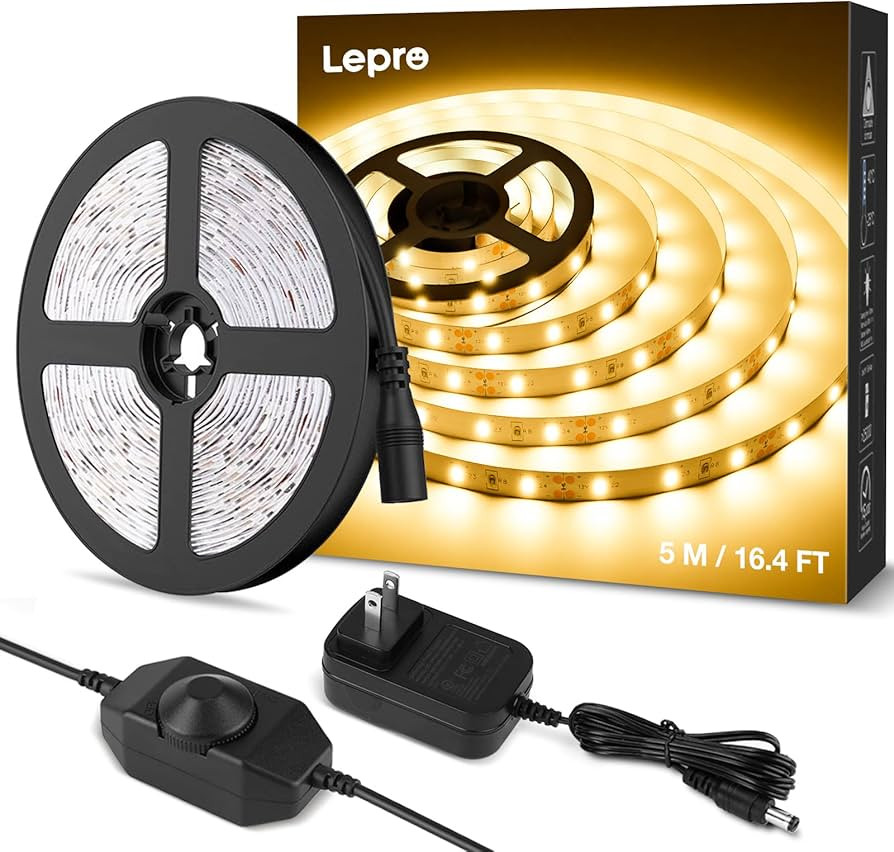 Lepro LED Strip Light White, 16.4Ft Dimmable Vanity Lights, 3000K Super Bright LED Tape Lights, 3... | Amazon (US)