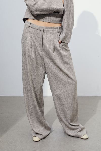 Wide trousers - Dark grey - Ladies | H&M GB | H&M (UK, MY, IN, SG, PH, TW, HK)