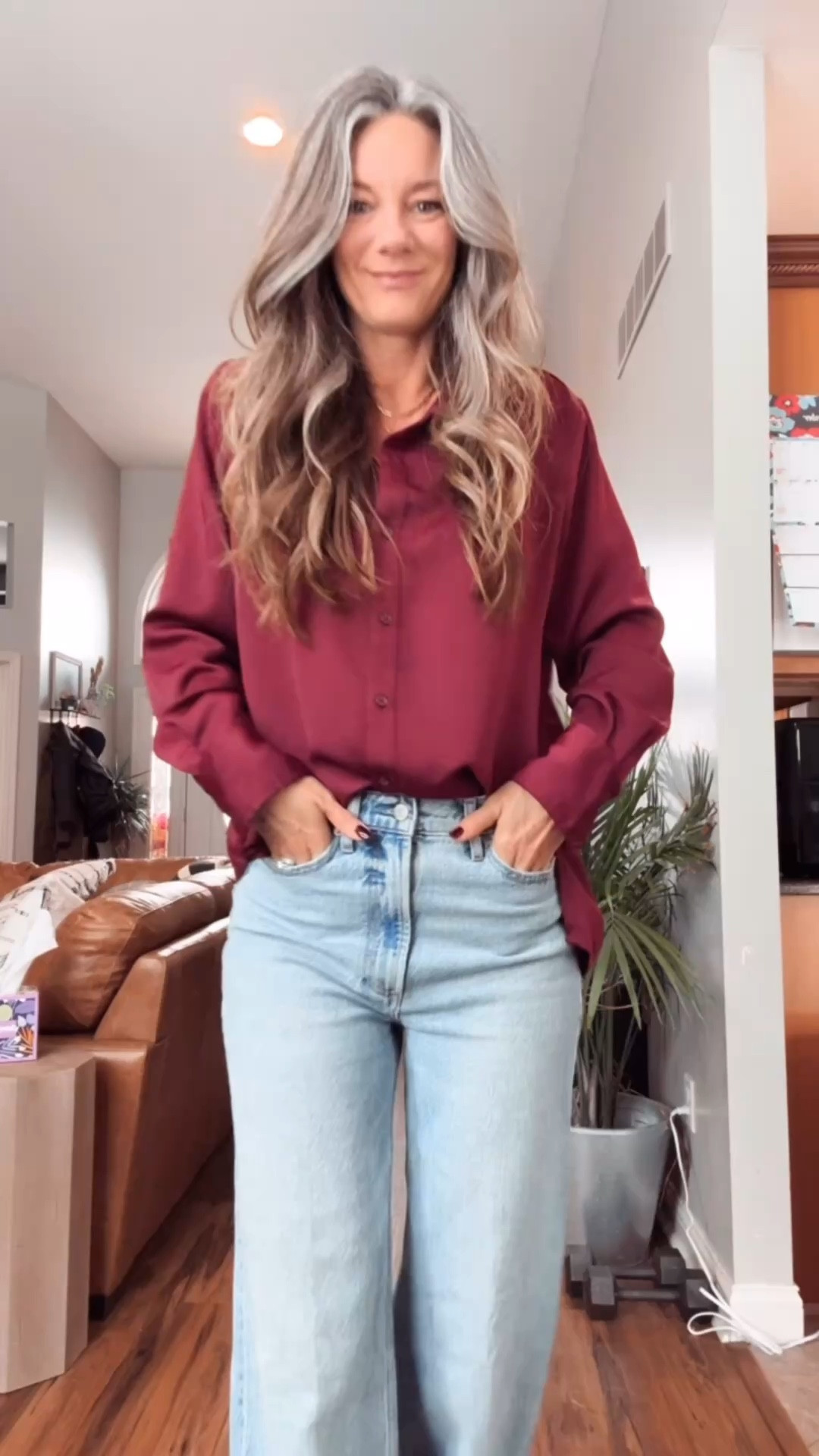 I’ve always been a huge fan of wide leg jeans and now that I live in denim, and they’re back in style, I have a few pairs! This one is a more expensive option but I love them! 

I’m 5’8” and have a high wedge snow boot on in this video and am currently 130lbs and these are a 26. 

#LTKTall #LTKootd #LTKOver40