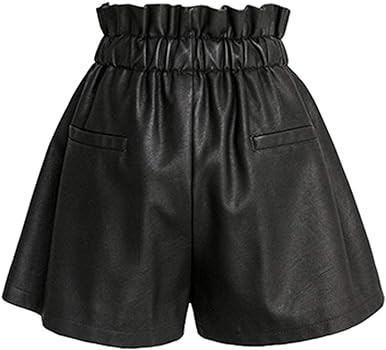 SCHHJZPJ High Waisted Wide Leg Black Faux Leather Shorts for Women | Amazon (US)