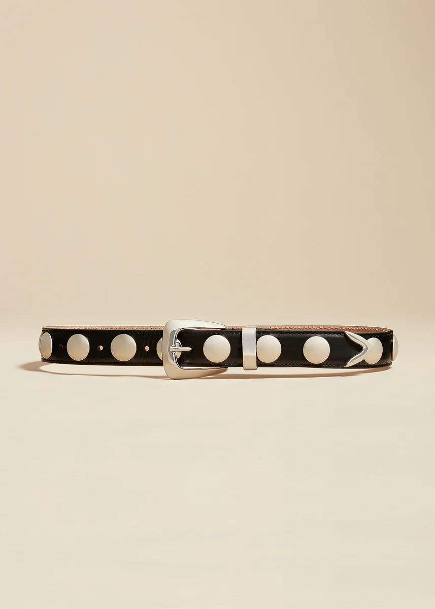 The Benny Belt in Black Leather with Silver Studs | Khaite