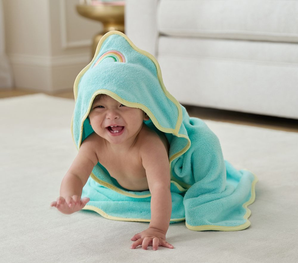 Stoney Clover Lane Rainbow Scallop Baby Hooded Towel | Pottery Barn Kids