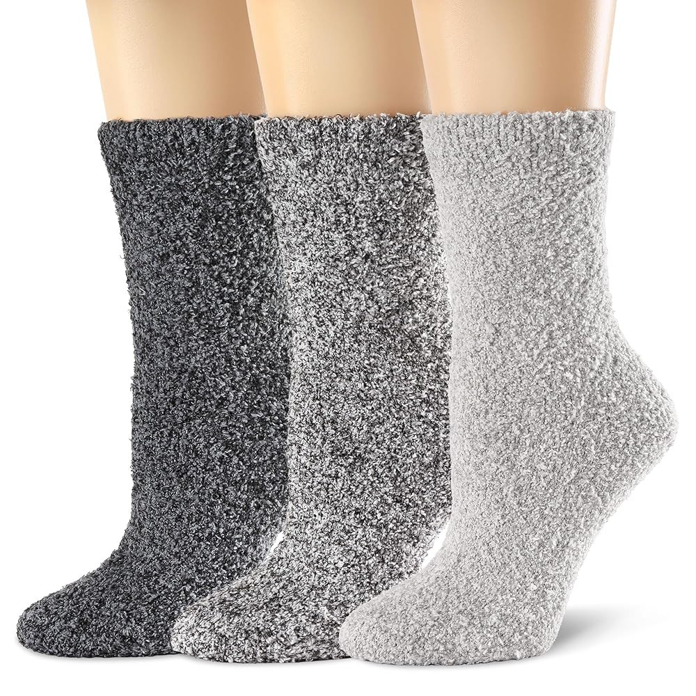 Women's Fuzzy Socks - Ultra Soft & Warm Cozy Fluffy Plush Sleep Socks for Winter 3 Pairs | Amazon (US)