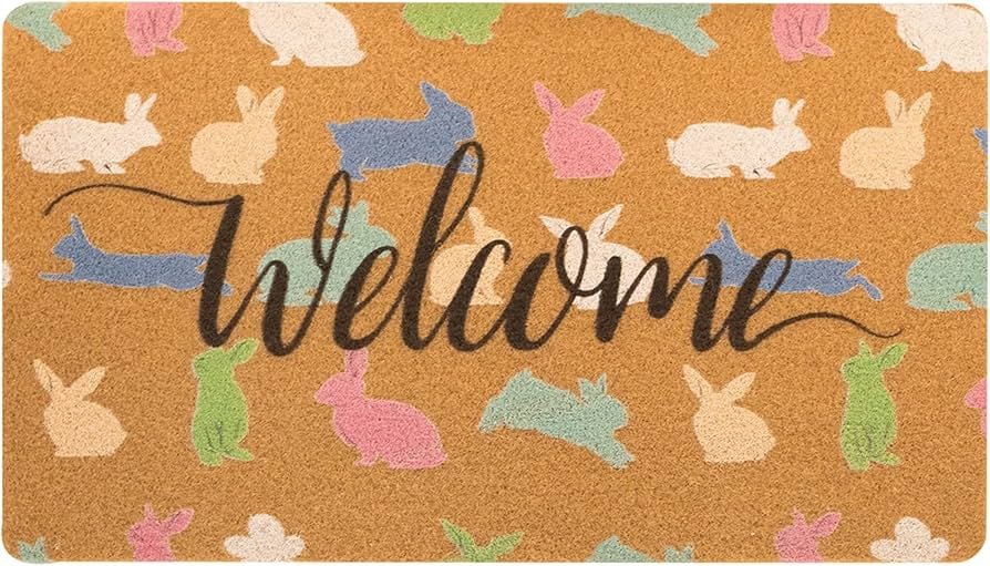 Easter Bunny Welcome Doormat Outdoor Entrance, Spring Cute Rabbit Decor Porch Front Door Mat Outs... | Amazon (US)