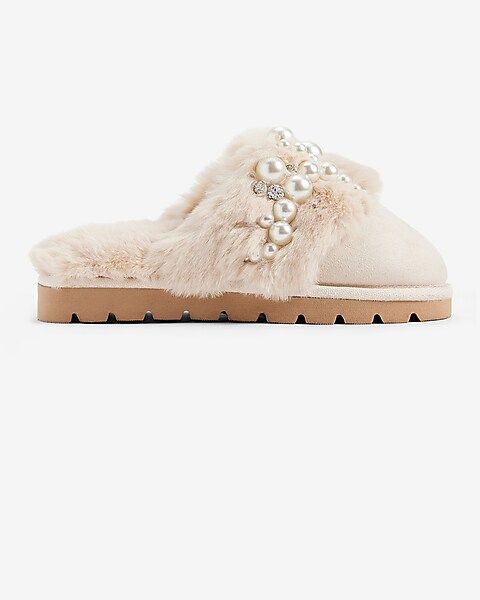 Pearl Embellished Closed Toe Slippers | Express