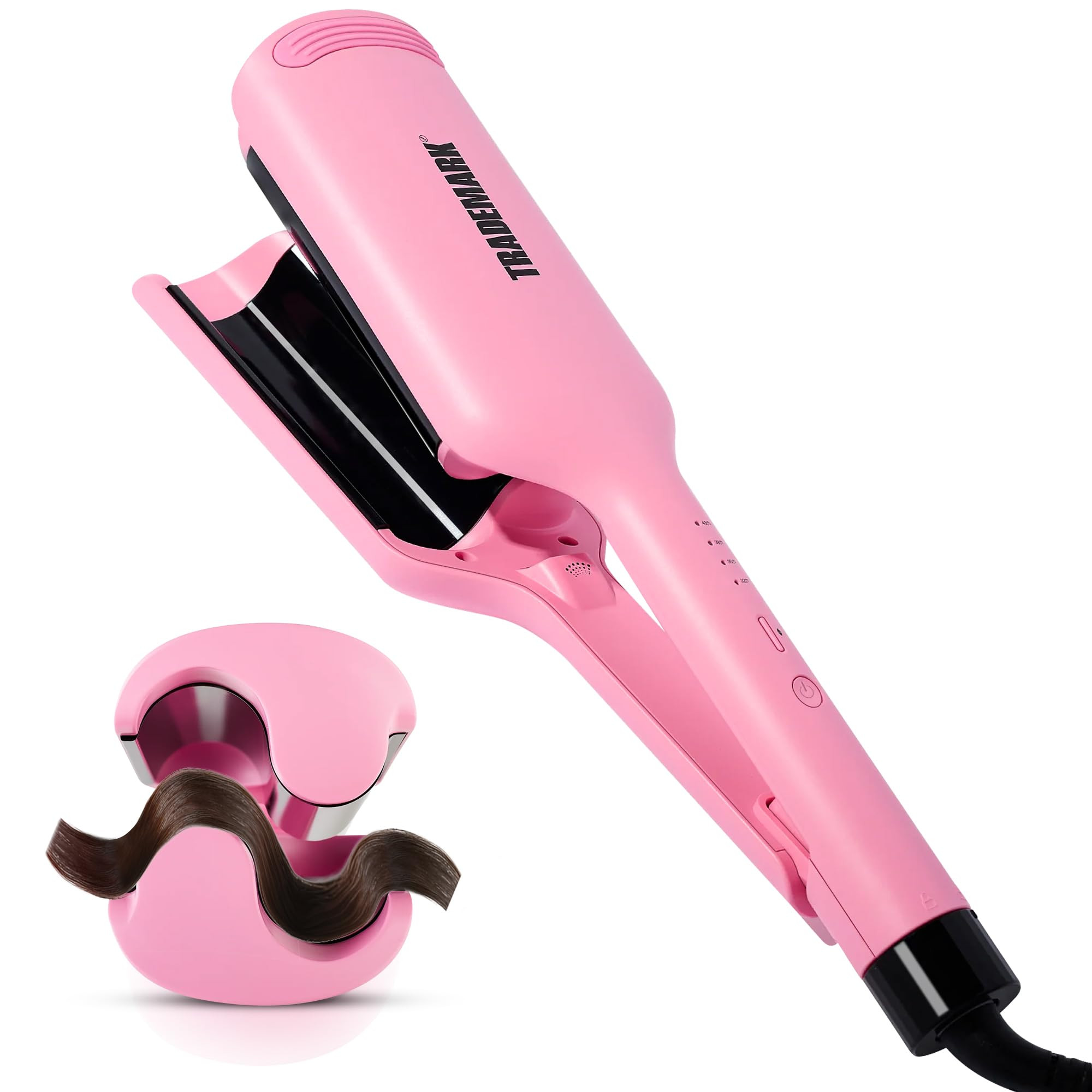 Trademark Beauty Hair Waver - Double Barrel Hair Crimper, Beach Waves Curling Iron, Babe Waves X, Adjustable Temperature Hair Curler, Hair Styling Tools, 1.25" - Pink | Amazon (US)