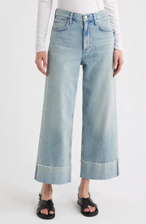 rag & bone Andi High Waist Raw Cuffed Ankle Wide Leg Jeans in Bloomfield at Nordstrom, Size 29 | Nordstrom