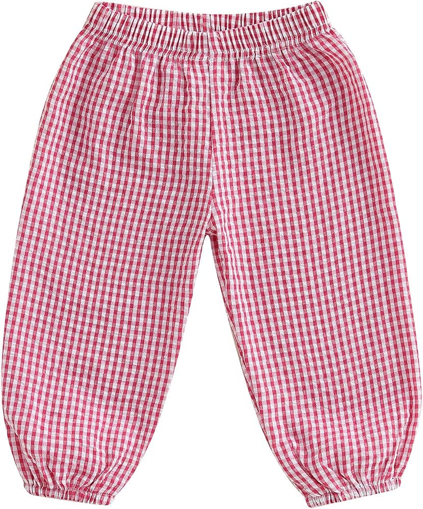 Karuedoo Toddler Baby Boy Girl Gingham Bubble Pants Kids Casual Plaid Elastic Waist Long Bloomers... | Amazon (US)