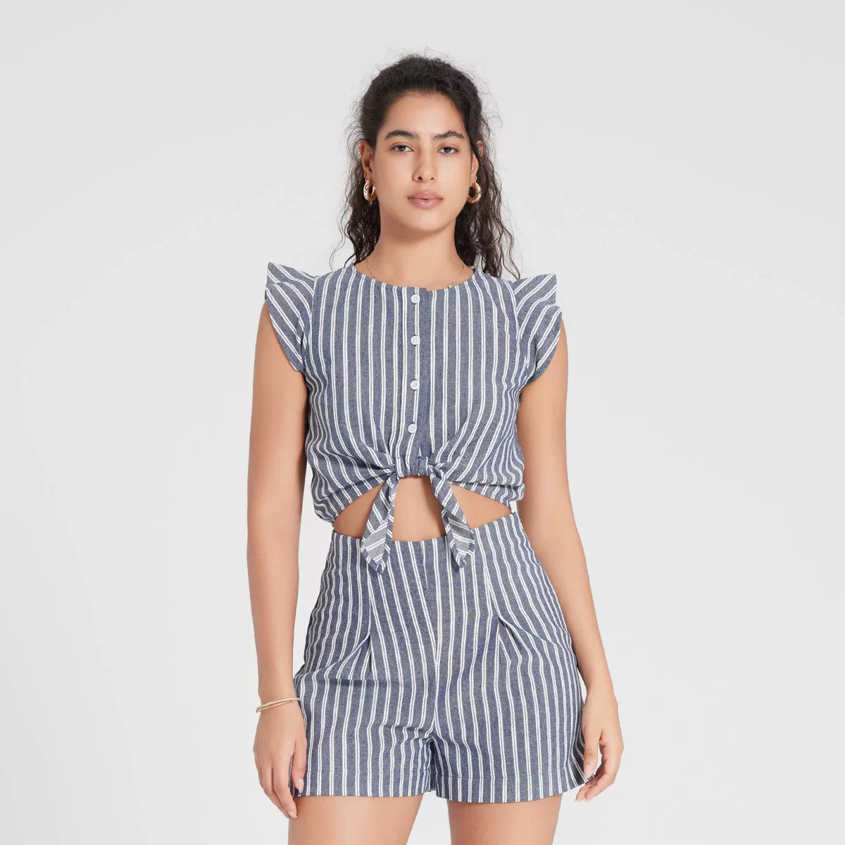 Women's Cap Sleeve Tie-Front Romper - Universal Thread™ | Target